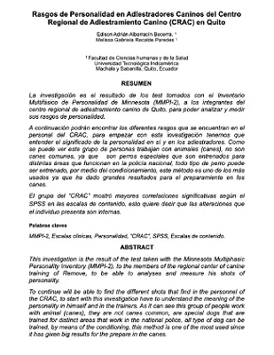 Rasgos de personalidad en adiestradores canino. K9 Rescate